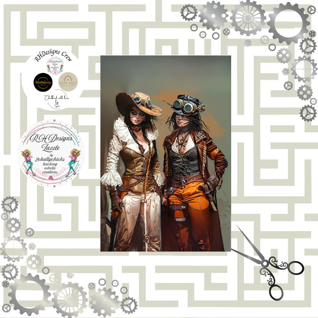 Steampunk Ladys Duo Gears und Grooves Decoupage Seidenpapier (Von Creator hochgeladen)