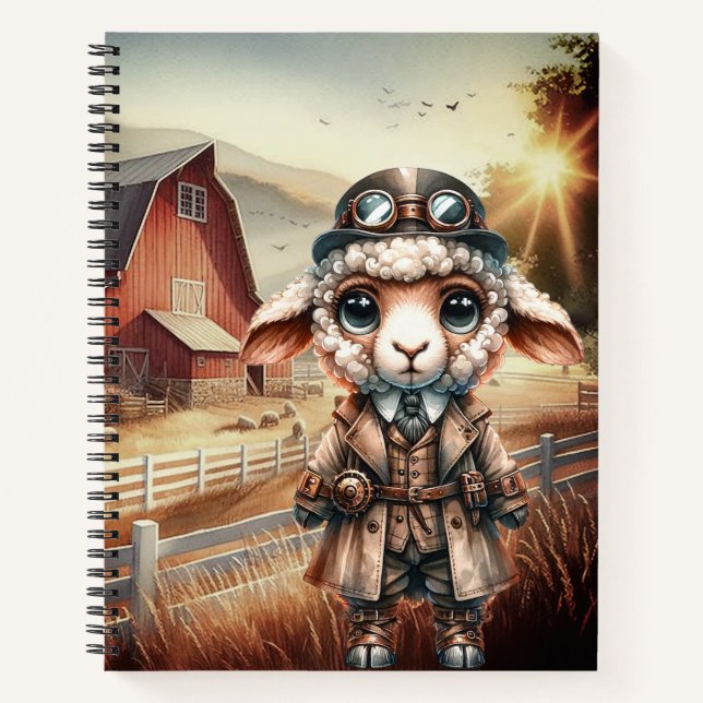 Steampunk Lamb Spiral Notebook Notizbuch (Vorderseite)