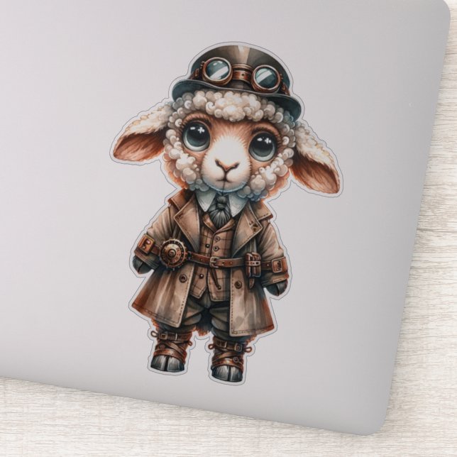 Steampunk Lamb Transparenter Aufkleber (Detail)