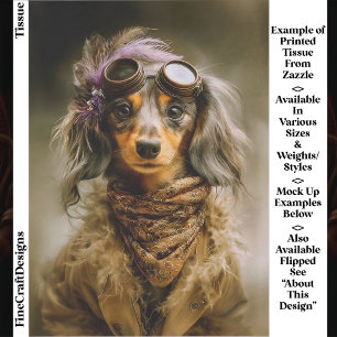 Steampunk Langhaar-Dachshund-Hund EP8L Découpage Seidenpapier