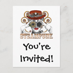 steampunk-lastig aussehende Steampunk-Collage-Kuns Einladung