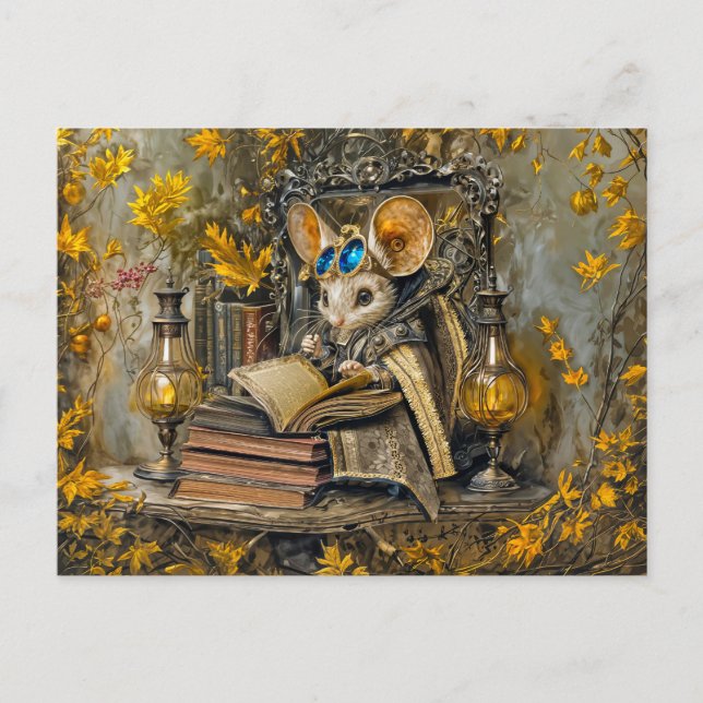 Steampunk-Lesemaus Postkarte (Vorderseite)