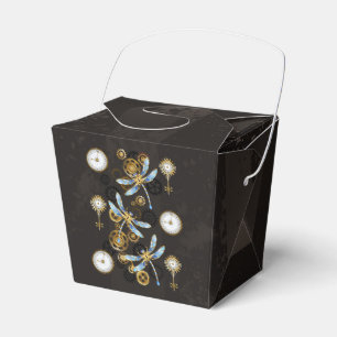 Steampunk-Libellen auf braun gestreiftem Hintergru Geschenkschachtel