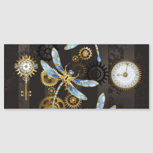 Steampunk-Libellen auf braun gestreiftem Hintergru Magnetkarte
