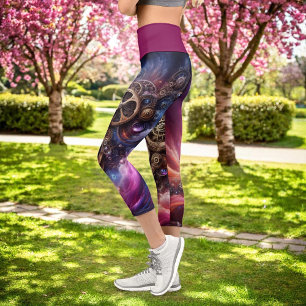 Steampunk, Lila und rosa Capri Leggings