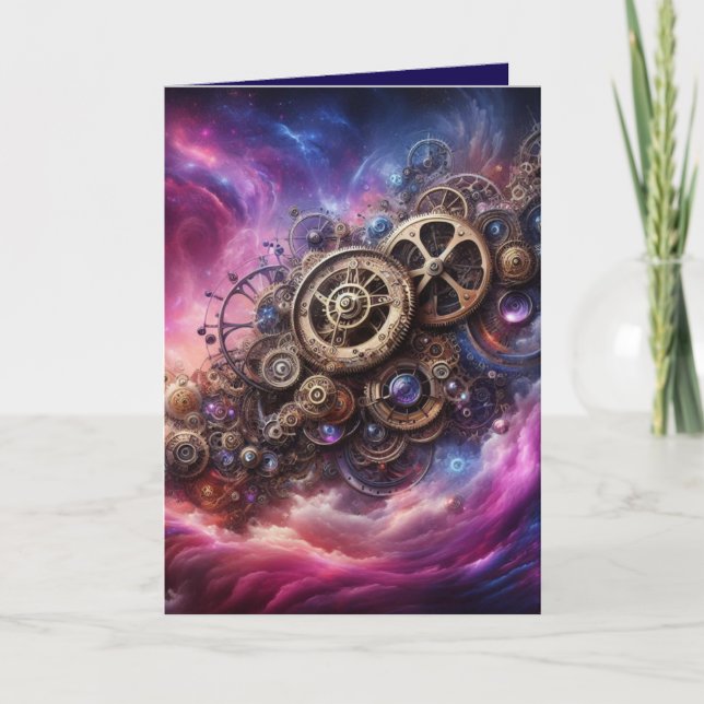 Steampunk, Lila und rosa Karte (Vorderseite)