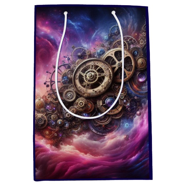Steampunk, Lila und rosa Mittlere Geschenktüte (Vorderseite)