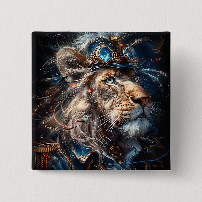 Steampunk Lion Button (Vorderseite)