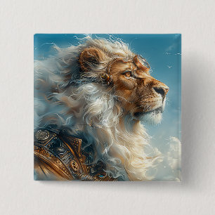 Steampunk Lion Button