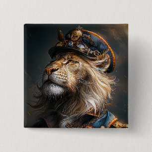 Steampunk Lion Button