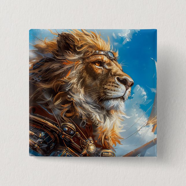 Steampunk Lion Button (Vorderseite)