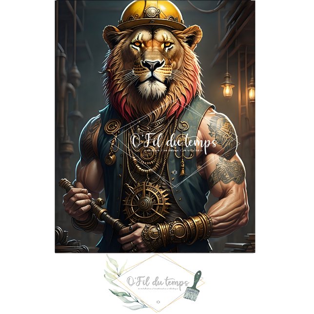 Steampunk Lion Construction Worker Schnitt Seidenpapier (Von Creator hochgeladen)