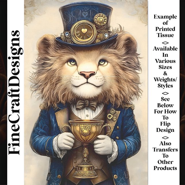 Steampunk Lion & Gold Trophy AS3 Decoupage Seidenpapier (Von Creator hochgeladen)