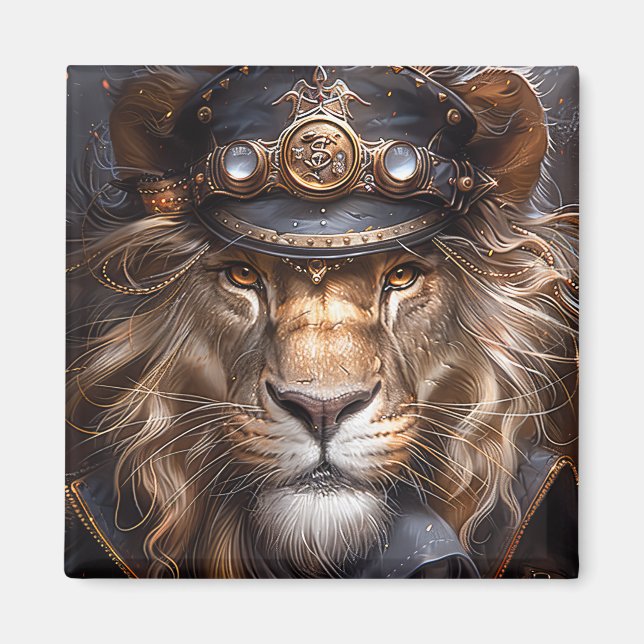 Steampunk Lion Magnet (Vorne)