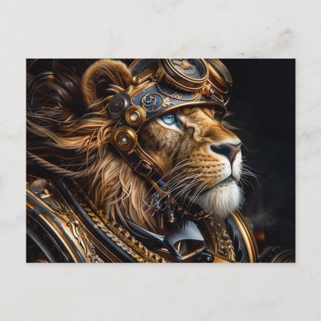 Steampunk Lion Postkarte (Vorderseite)