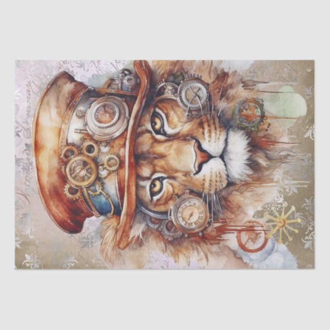 Steampunk Lion Seidenpapier (Vorderseite)