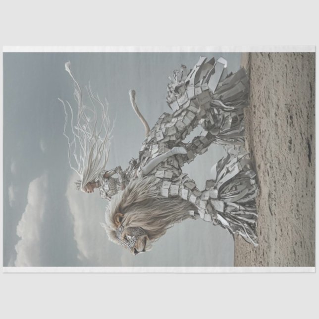 Steampunk Lion und Lady in der Wüste Seidenpapier (Vorderseite)