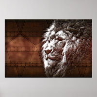 Steampunk Lions Head Animal Original Digital Art