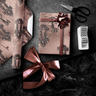 Steampunk Lock and Key Rose Gold Chic Decoupage Geschenkpapier