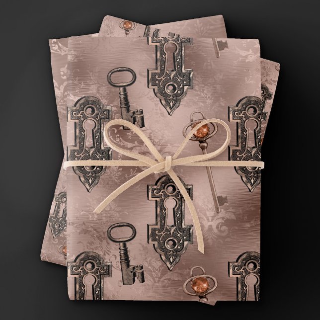 Steampunk Lock and Key Rose Gold | Chic Decoupage Geschenkpapier Set (Von Creator hochgeladen)