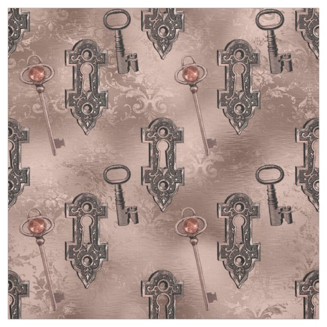 Steampunk Lock and Key Rose Gold | Chic Decoupage Stoff (Muster)