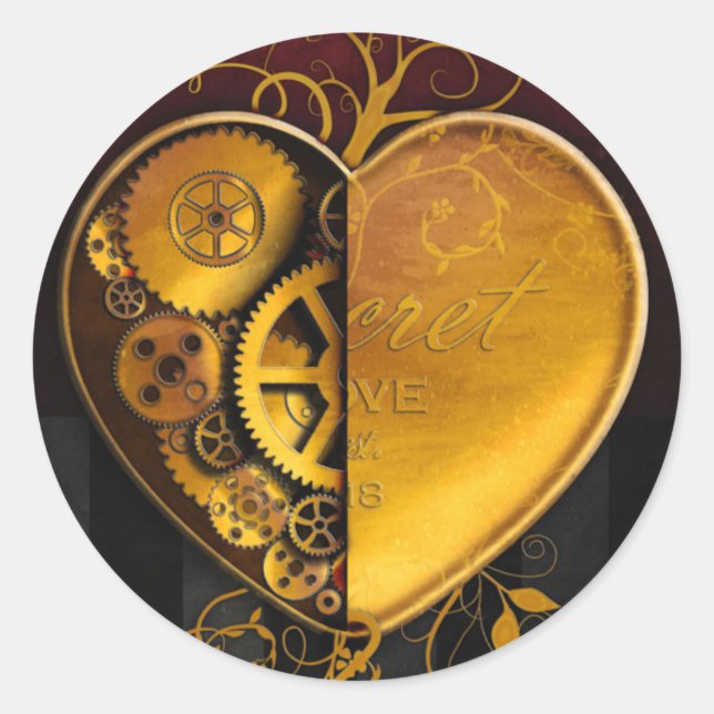 Steampunk Locket Heart Runder Aufkleber (Vorderseite)