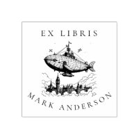 Steampunk London Airship Buchzeichen Briefmarke
