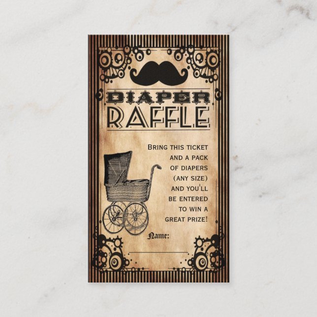 Steampunk Look Baby Boy Diaper Raffle Ticket Begleitkarte (Vorderseite)