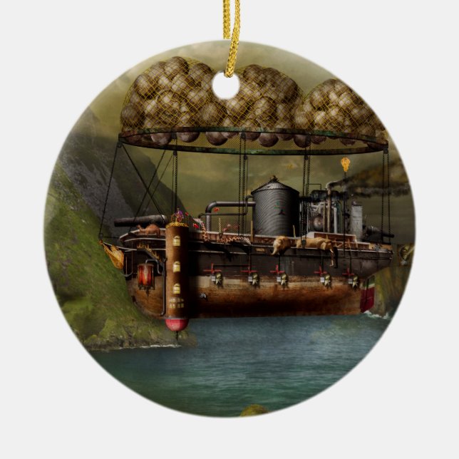Steampunk - Luftschiff - Die ursprüngliche Noah's  Keramikornament (Vorne)