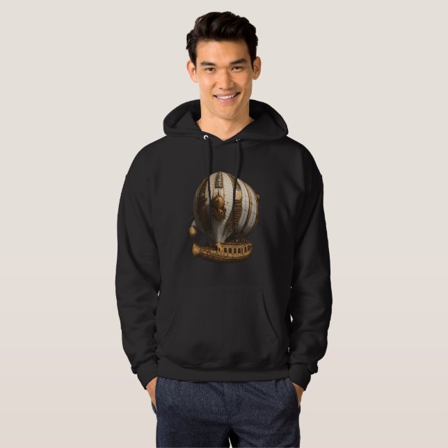 Steampunk-Luftschiff-Hoodie – Abenteuer am vintage Hoodie (Vorne ganz)
