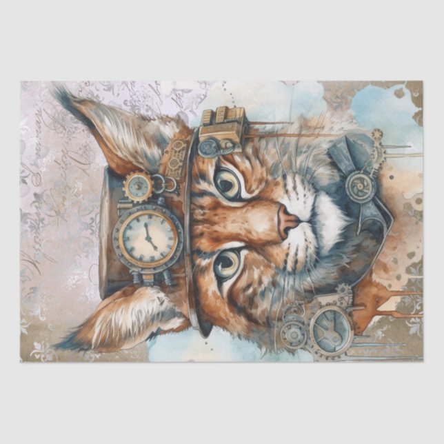 Steampunk Lynx Cat Seidenpapier (Vorderseite)