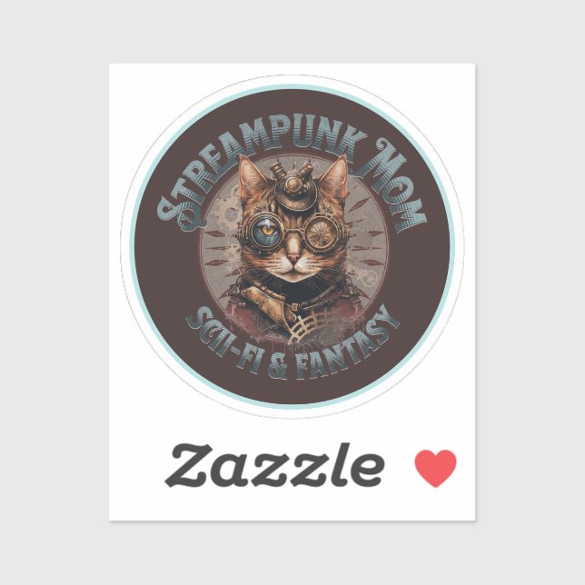 Steampunk Mama Cat Aufkleber (Blatt)