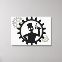 Steampunk Man hält eine Waffe in gegarten Leinwand