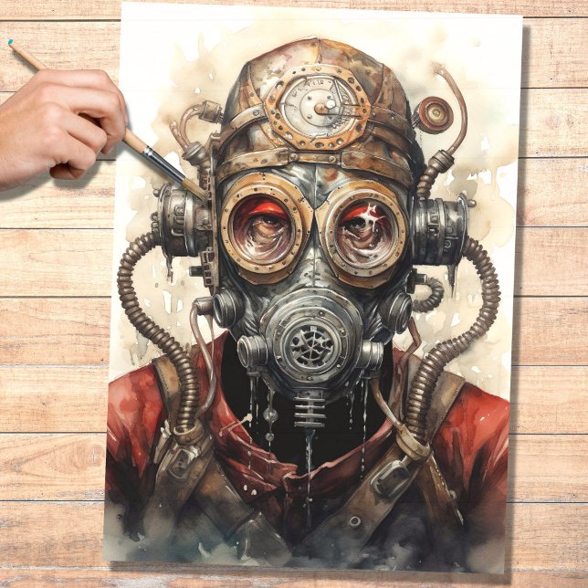 Steampunk Man mit Maske 1 Dekoupage Papier (Von Creator hochgeladen)