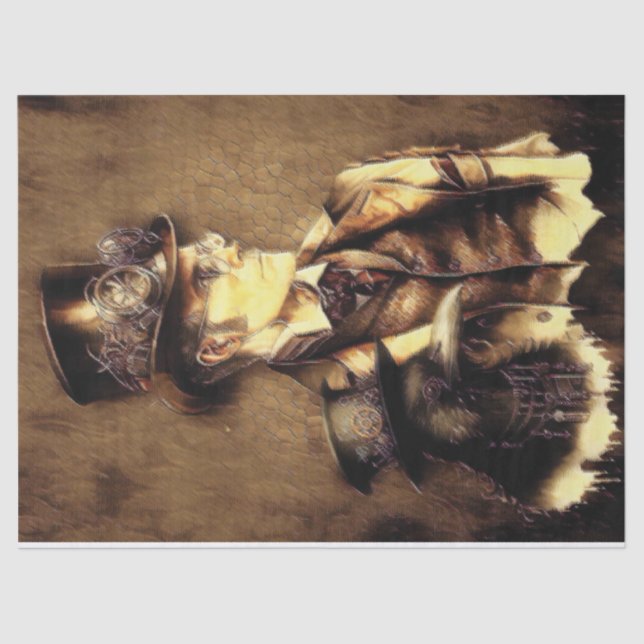 Steampunk Man mit Raven Decoupage Paper Seidenpapier (Vorderseite)