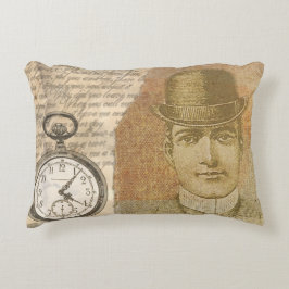 Steampunk Man Pocket Watch Bowler Hat Dekokissen