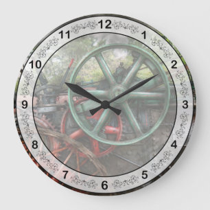 Steampunk - Maschine - Transport der Zukunft Große Wanduhr