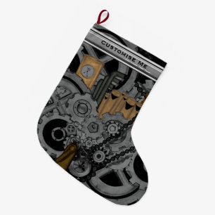 Steampunk Maschinerie (farbenreich) Großer Weihnachtsstrumpf