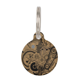 Steampunk Maschinerie (messingartig) Tiernamensmarke