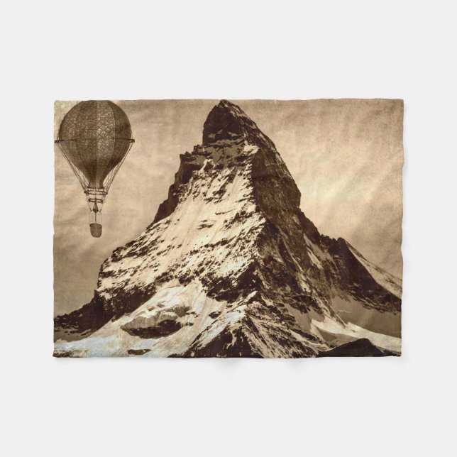 Steampunk Matterhorn Fleecedecke (Vorderseite (Horizontal))