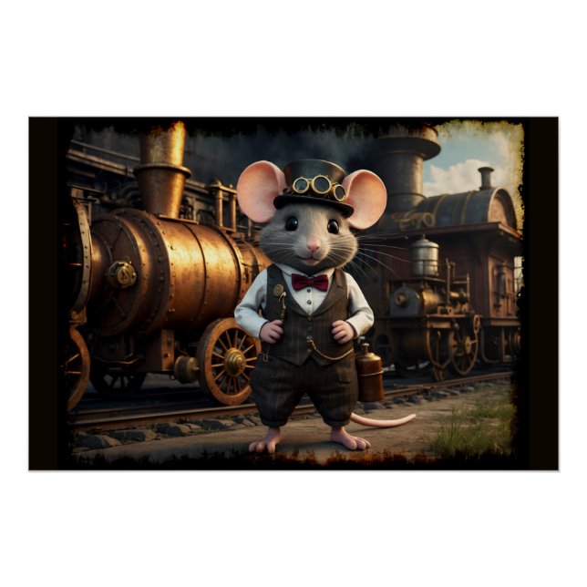 Steampunk Maus und Zug Poster (Vorderseite)
