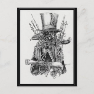 Steampunk Mecha Crow Postkarte
