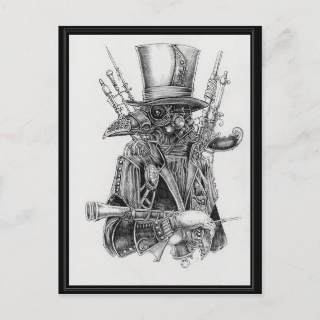 Steampunk Mecha Crow Postkarte (Vorderseite)