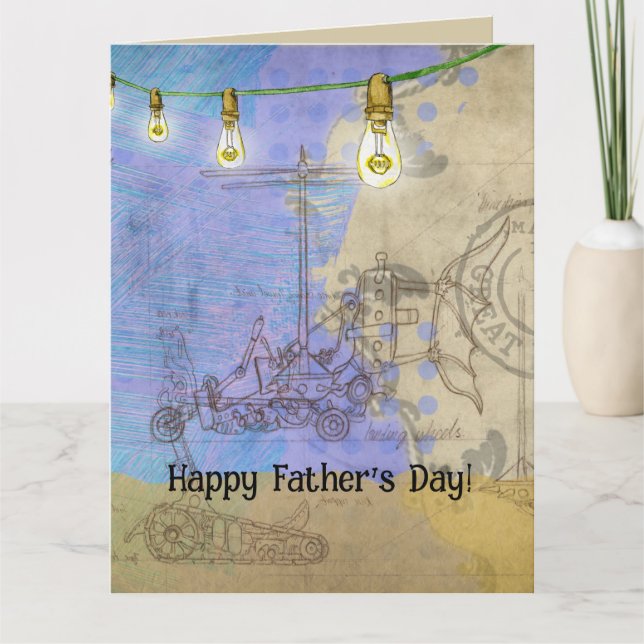 Steampunk Mechanical Edison Light Bulb Architect Karte (Vorderseite)