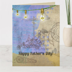 Steampunk Mechanical Edison Light Bulb Architect Karte