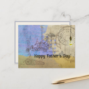 Steampunk Mechanical Edison Light Bulb Architect Postkarte