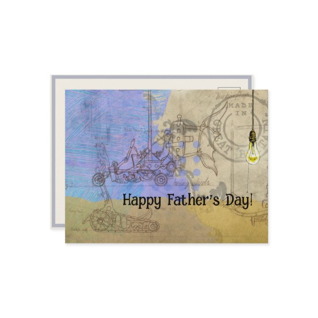 Steampunk Mechanical Edison Light Bulb Architect Postkarte (Vorderseite/Rückseite Beispiel)