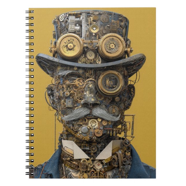 Steampunk Mechanical Gentleman Notizblock (Vorderseite)