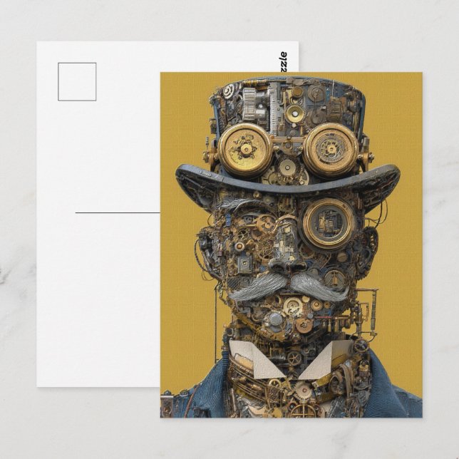 Steampunk Mechanical Gentleman Postkarte (Vorne/Hinten)