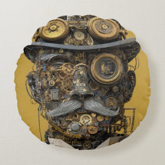 Steampunk Mechanical Gentleman Rundes Kissen